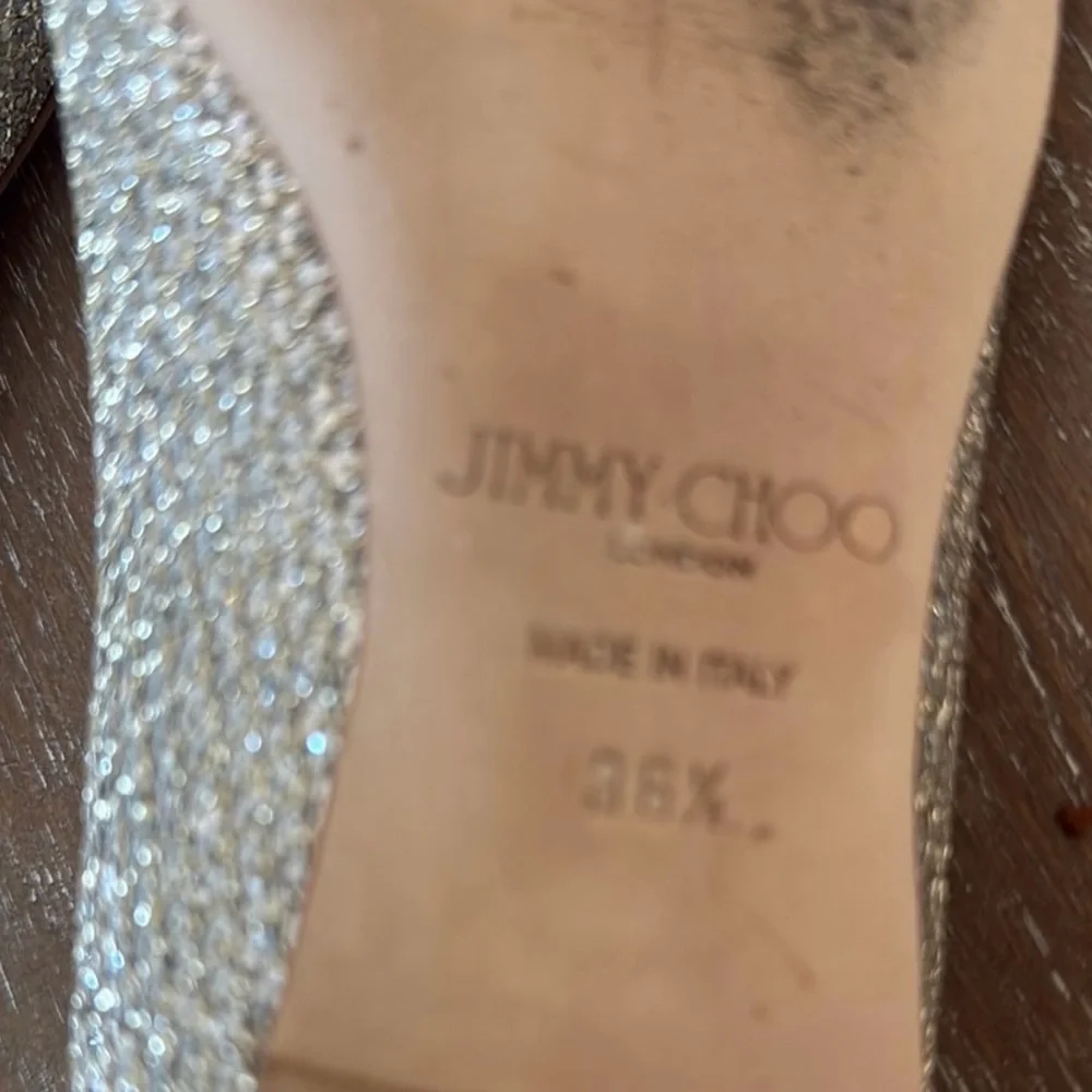 Jimmy Choo Sparkling Silver Alina Flats - Picture 6 of 8